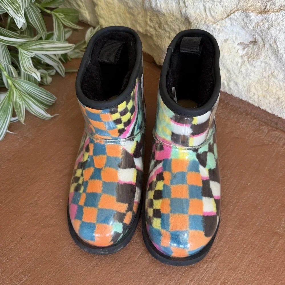 Ugg Classic Boot Women Clear Mini Checks Waterproof Multicolor Sz 5 S/N 1134910K